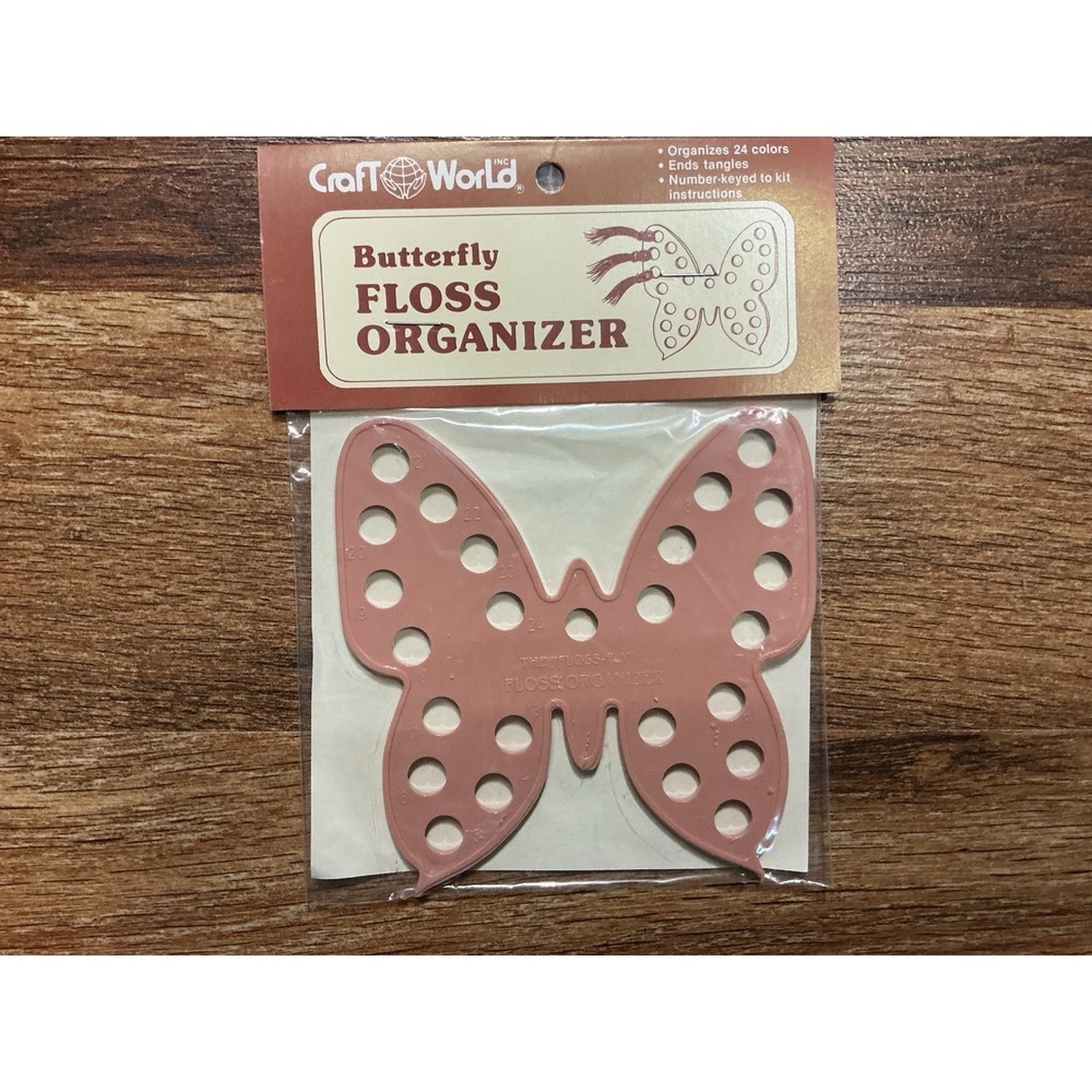 Craft World PINK BUTTERFLY FLOSS ORGANIZER Organizes 24 Colors ENDS TANGLES